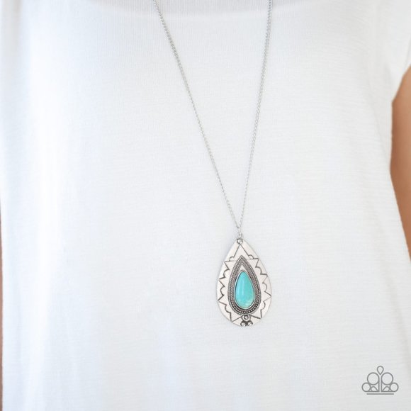 Sedona Solstice Blue Silver Long Necklace - Picture 2 of 3